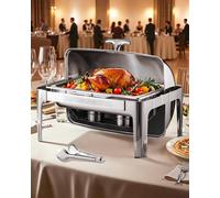 VEVOR 9Qt Rectangle Roll Top Chafing Dish Set with Full-Size Pan Stainless Steel