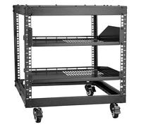 VEVOR 9U Open Frame Server Rack, 23''-40'' Adjustable Depth, Free Standing or Wall Mount Network Server Rack with 360° Casters, Heavy Duty 4 Post Holds All Your Networking IT Equipment AV Gear Router