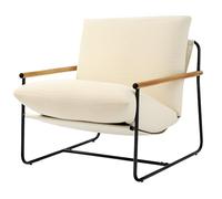 VEVOR Accent Chair, Metal Framed Chair with Wooden Armrests, Modern Cozy Upholstered Armchair, with Soft Foam Cushioning, Detachable Cushion, for Living Room, Bedroom, Reading Room, Office, Beige