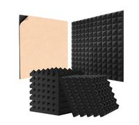VEVOR Acoustic Foam Panels, 48 Pack 12 x 12 x 2 inches, Adhesive Pyramid Soundproof Wall Panels,Fire-Resistant Acoustic Panels,Sound Dampening Absorbing Panels for Studio Wall and Ceiling,Black