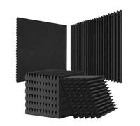 VEVOR Acoustic Foam Panels, 50 Pack 12 x 12 x 2 inches, High Density Soundproof Wall Panels, Fire-Resistant, Sound Dampening Absorbing Panels for Studio Wall and Ceiling, Black