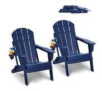 VEVOR Adirondack Plastic Folding Fire Pit Chair, Set of 2, Outdoor, All-Weather, Portable, Navy Blue
