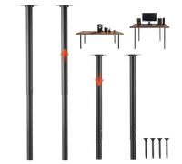 VEVOR Adjustable Carbon Steel Table Legs, Height Adjustable 600-1000 mm, Maximum Capacity 544 kg, Set of 4 Round Legs with Hardware Kit for Desk, Workbench, Bar Table