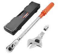 VEVOR Adjustable Click Torque Wrench, 1/2 Inch Drive, 20-160 lbf-ft/27.1-216.8 N.m, Dual-Direction and Dual Range Scales, 72-Tooth, ±2% Precision, with Adapter Interchangeable Jaw and Ratchet Head