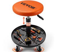 VEVOR Mechanic Stool, 250 LBS Rolling Pneumatic Creeper Garage/Shop Seat, Adjustable Height 22 in-28 in Padded Rolling Workshop Stool with Tool Tray, for Garage, Shop, Auto Repair, Black+Orange