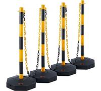 VEVOR Adjustable Traffic Delineator Post Cones, 4 Pack, Traffic Safety Delineator Barrier with Fillable Base 8FT Chain, for Traffic Control Warning Parking Lot Construction Caution Roads, Yellow&Black