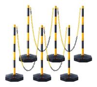 VEVOR Adjustable Traffic Delineator Post Cones, 6 Pack, Traffic Safety Delineator Barrier with Fillable Base 8FT Chain, for Traffic Control Warning Parking Lot Construction Caution Roads, Yellow&Black