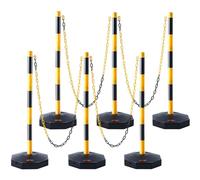 VEVOR Adjustable Traffic Delineator Post Cones, 6 Pack, Traffic Safety Delineator Barrier with Fillable Base 8FT Chain, for Traffic Control Warning Parking Lot Construction Caution Roads, Yellow&Black