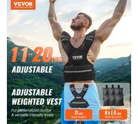 Vevor Adjustable Weighted Vest 11 To 20 Lb With 6 Ironsand Weight And Reflective Stripe Strength Training Running Jogging