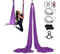VEVOR Aerial Silk & Yoga Swing, 8.7 Yards, Aerial Yoga Hammock Kit with 100gsm Nylon Fabric, Full Rigging Hardware & Easy Set-up Guide, Antigravity Flying for All Levels Fitness Bodybuilding, Purple