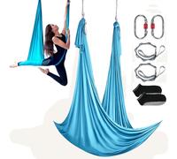 VEVOR Aerial Yoga Hammock & Swing, 5.5 Yards, Aerial Yoga Starter Kit with 100gsm Nylon Fabric, Full Rigging Hardware & Easy Set-up Guide, Antigravity Flying for All Levels Fitness Bodybuilding, Blue