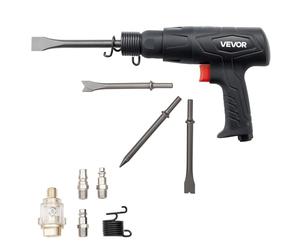 VEVOR Air Hammer, 2500-2700BPM Pneumatic Hammer with 70mm Stroke & 4PCS 170mm Long Barrel Chisels, Pistol-Grip Compact Air Chisel Pneumatic Shovel Tool for Cutting Scraping Demolishing