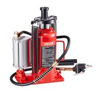 VEVOR Air Hydraulic Bottle Jack, 20 Ton (44092 lbs) Capacity, 10.2-19.5 Inch Lifting Range, Pneumatic/Manual Heavy Duty Welded Bottle Jack with Pump for Car, Pickup, Truck, RV, SUV, Auto Repair, Red