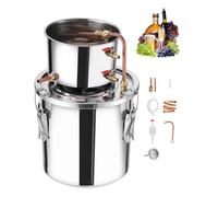 VEVOR Alcohol Still, 3 Gal / 11.4 L Stainless Steel Water Alcohol Distiller with Copper Coil, Home Brewing Refining Fermentation Kit with Thermometer, for Wine Whisky Brandy, Silver