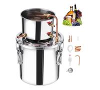 VEVOR Alcohol Still, 3 Gal / 11.4 L Stainless Steel Water Alcohol Distiller with Copper Coil, Home Brewing Refining Fermentation Kit with Thermometer,