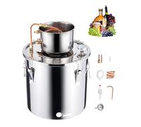 VEVOR STDB-30L 8 Gal / 30 L Stainless Steel Water Alcohol Distiller with Copper Coil, Home Brewing Refining Fermentation Kit with Thermometer, for Wine Whisky Brandy, Silver, SUS201