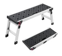 VEVOR Aluminium Folding Work Platform 910 x 310 x 420 mm, Load 227 kg, Portable Step Bench with Textured Surface and Holes for Tools for Painting DIY Garage