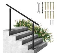 VEVOR Aluminium Stair Railing, Outside Railing, House Entrance Railing, Adjustable Angle Stair Handrail, Indoor & Outdoor Stairs for The Elderly (5 Ft, Black)