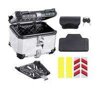 VEVOR Motorcycle Top Case, Universal Aluminum Alloy Motorbike Tail Box with Leather Lining, 45L Waterproof Detachable Motorcycle Top Box with Lock & Back Cushion, Fit for 99% of Motorcycle Frames