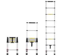 VEVOR Telescoping Ladder, 8.5FT Aluminum Lightweight Extension Ladder, One-button Retraction Collapsible Ladder, 375 LBS Capacity with Non-slip Feet, Portable Compact Ladders for Home, RV, Loft