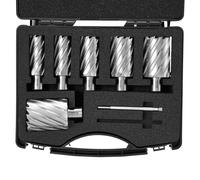 VEVOR Annular Cutter Set, 6 pcs Weldon Shank Mag Drill Bits, 2" Cutting Depth, 1" to 2" Cutting Diameter, M2AL High-Speed Steel, with 2 Pilot Pins and Portable Case, for Using with Magnetic Drills