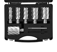 VEVOR Annular Cutter Set, 6 pcs Universal Shank Mag Drill Bits, 2" Cutting Depth, 1" to 2" Cutting Diameter, M2AL High-Speed Steel, with 2 Pilot Pins and Portable Case, for Using with Magnetic Drills