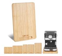 VEVOR CQ1009 Small 14 x 9.5-inch, Sliding Rubber Wheels & Hollow Handle, Easy to Clean, Appliance Rolling Tray for Coffee Maker, Kitchen Countertop, Natural Wood, Bamboo