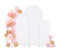 VEVOR Arch Backdrop Stand, Set of 3, 6/5/4 ft, Stable Structure, Easy Assembly, Gold Metal Arch Backdrop Stand with Cover, for Wedding, Birthday Party, Graduation, Celebration, and Ceremony Decoration