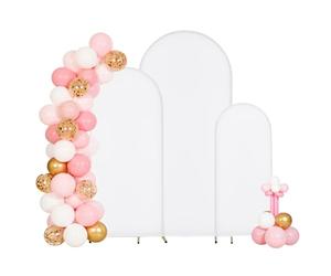 VEVOR Arch Backdrop Stand, Set of 3, 6/5/4 ft, Stable Structure, Easy Assembly, Gold Metal Arch Backdrop Stand with Cover, for Wedding, Birthday Party, Graduation, Celebration, and Ceremony Decoration