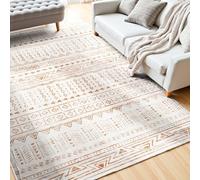 VEVOR Area Rug, 6 x 9 ft Large Washable Rug, Non-Slip and Tear-Resistant Soft Carpet, Pet & Child Friendly Modern Area Rugs, Indoor Mat for Bedroom, Office, Living Room, Kids Room, Entryway, Beige