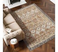 VEVOR Area Rug, 6 x 9 ft Large Washable Rug, Non-Slip and Tear-Resistant Soft Carpet, Pet & Child Friendly Vintage Area Rugs, Indoor Mat for Bedroom, Living Room, Kids Room, Entryway, Brown Green