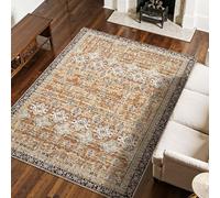 VEVOR Area Rug, 7.5 x 9.5 ft Large Washable Rug, Non-Slip and Tear-Resistant Soft Carpet, Pet & Child Friendly Vintage Area Rugs, Indoor Mat for Bedroom, Living Room, Office, Entryway, Brown Green