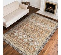 VEVOR Area Rug, 8 x 10 ft Large Washable Rug, Non-Slip and Tear-Resistant Soft Carpet, Pet & Child Friendly Vintage Area Rugs, Indoor Mat for Bedroom, Living Room, Kids Room, Office, Brown Green
