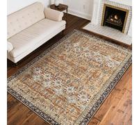 VEVOR Area Rug, 8 x 10 ft Large Washable Rug, Non-Slip and Tear-Resistant Soft Carpet, Pet & Child Friendly Vintage Area Rugs, Indoor Mat for Bedroom, Living Room, Kids Room, Office, Brown Green