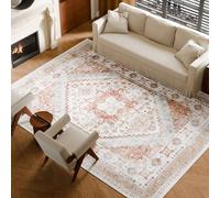 VEVOR Area Rug, 9 x 12 ft Large Washable Rug, Non-Slip and Tear-Resistant Soft Carpet, Pet & Child Friendly Vintage Area Rugs, Indoor Mat for Bedroom, Living Room, Kids Room, Office, Brown Red
