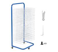 VEVOR 25 Removable Shelves 17 x 13 x 39.4 inch Lockable Wheels, Carbon Steel Painting Drying Rack for Artwork in Classroom, Art Studios and Schools, Blue+White, 423 x 317 mm