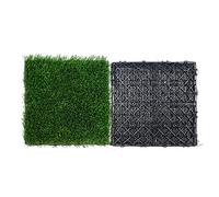 VEVOR Artifical Grass Tiles Interlocking Turf Deck Set, 18 Pack 305x305mm, Synthetic Fake Grass Self-draining Mat Flooring Decor Pad, Perfect For Multi-Purpose Indoor Outdoor Entryway Scraper Dog Mats