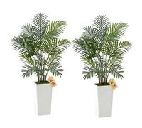 VEVOR Artificial Areca Palm 1219 mm, 2 Pack Fake Palm Tropical Plants with White Tall Planter, Faux Floor Silk Plant in Pot, Large Tree for Home Office Living Room Decor House Warming, Indoor Outdoor