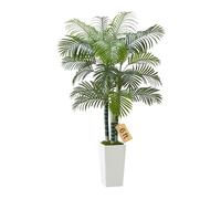 VEVOR Artificial Areca Palm Tree 1829 mm, Fake Palm Tropical Plants with White Tall Planter, Faux Floor Silk Plant in Pot, Large Trees for Home Office Living Room Decor House Warming, Indoor Outdoor