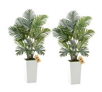 VEVOR Artificial Areca Palm 1219 mm, 2 Pack Fake Palm Tropical Plants with White Tall Planter, Faux Floor Silk Plant in Pot, Large Tree for Home Office Living Room Decor House Warming, Indoor Outdoor