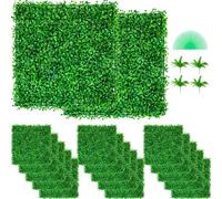VEVOR Artificial Boxwood Panel UV 48pcs artificial hedge Artificial Grass Backdrop Wall 10X10" 4cm boxwood panel panels Fake Hedge for Decor Privacy F