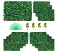 VEVOR Artificial Boxwood Panel UV, Boxwood Hedge Wall Panels, Artificial Grass Backdrop Wall 4 cm Green Grass Wall, Fake Hedge for Decor Privacy Fence