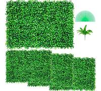 VEVOR Artificial Boxwood Panel UV, Boxwood Hedge Wall Panels, Artificial Grass Backdrop Wall 4 cm Green Grass Wall, Fake Hedge for Decor Privacy Fence Indoor, Outdoor (24" x 16",4)