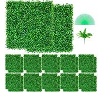 VEVOR Artificial Boxwood Panels 10x10 inch 24 Pack Artificial Boxwood Wall Panel Artificial Boxwood Backdrop Green 1.6" for Privacy Fence Decoration