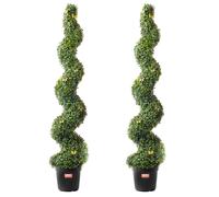 VEVOR Artificial Boxwood Topiary Tree, 60 inch Tall (2 Pieces), Spiral Faux Topiary Trees, Faux Plant w/Extra Leaves & Pot & Small Decoration, UV Rated Greenery Set for Home Decor Indoor/Outdoor