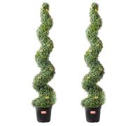 VEVOR Artificial Boxwood Topiary Tree, 60 inch Tall (2 Pieces), Spiral Faux Topiary Trees, Faux Plant w/Extra Leaves & Pot & Small Decoration, UV Rated Greenery Set for Home Decor Indoor/Outdoor