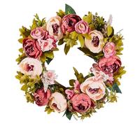 VEVOR Artificial Decorative Wreath, 19 in, Pink, Decorated with Peonies, Hydrangeas, Babysbreath, Year Round Wreath for All Seasons Indoor and Outdoor Home Wall Window Festival Wedding Decorations