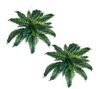 VEVOR Artificial Ferns 2 Pcs, Natural Spread Diameter 31-34 Inch, Large Hanging Artificial Boston Ferns, Fake Plant Wall Decor with 30 Branches, Faux Fern for Home and Office (Flowerpot Unincluded)