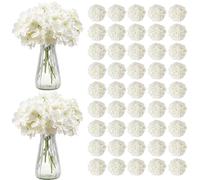 VEVOR Artificial Flowers, 105 pcs Real Looking White Silk Fake Hydrangea Bulk, White Faux Bridal Shower with Stems for DIY Wedding Bouquets, Home Centerpieces Arrangements, Party Tables Decorations