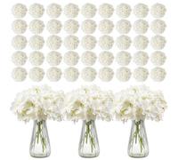 VEVOR Artificial Flowers, 305 pcs Real Looking White Silk Fake Hydrangea Bulk, White Faux Bridal Shower with Stems for DIY Wedding Bouquets, Home Centerpieces Arrangements, Party Tables Decorations